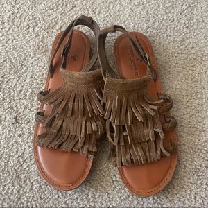 Boho Brown Fringe American Eagle Sandals
